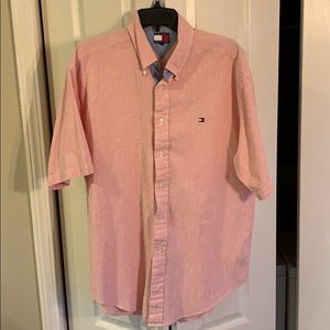 Tommy Hilfiger red seersucker button down